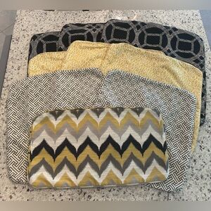 9 piece pillowcase set gray, yellow & black